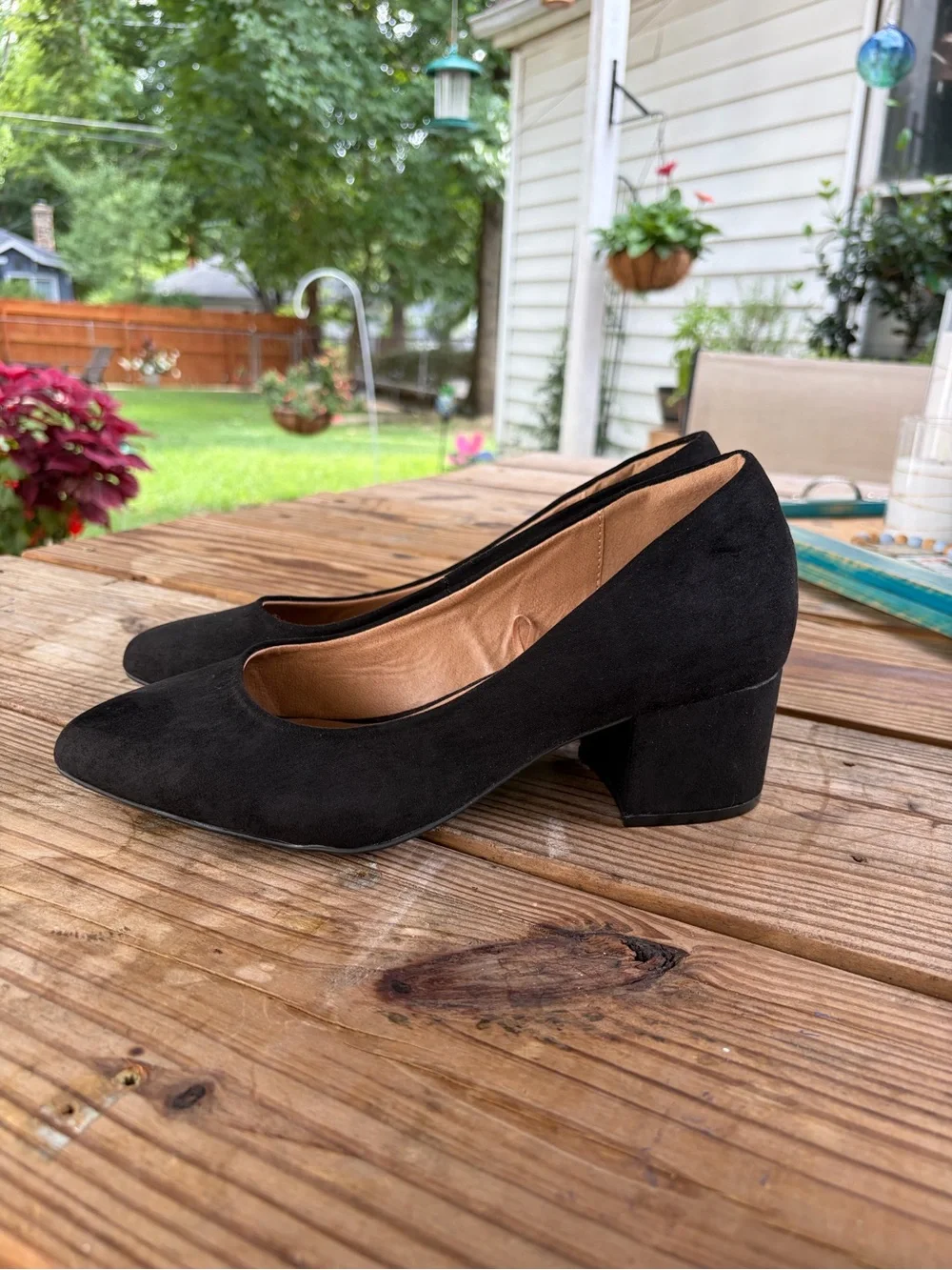 Lane Bryant Black Suede Low Block Heel Pumps in 10W.